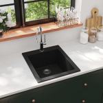 vidaXL Vgradno kuhinjsko korito enojno granit črne barve