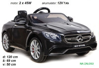 Otroški avto na akumulator Mercedes S63 12V, EVA gume; LAK črn