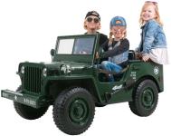 Otroški električni avto Jeep Willys, 3 usnjeni sedeži in 3 pasovi