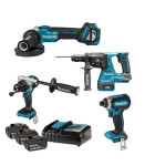 MAKITA DLX4158TJ Akumulatorski set orodja (DTD153+DHP486+DGA513+DHR243