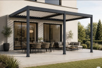 Bioklimatska pergola za teraso BS25 3 × 3 m – stenska, motorna streha