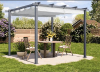 Klasična pergola za teraso 3 × 3 m – antracit, zložljivo senčilo