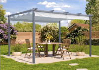 Klasična pergola za teraso 3 × 4 m – antracit, zložljivo senčilo
