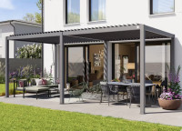 Premium Pergola Antracit 3x6m z Lamelnim Strešnikom
