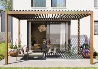 Premium pergola za teraso 3 × 4 m – natur, ročno upravljanje