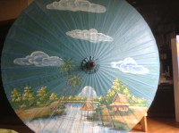 SENČNIK Z UMETNIŠKO OLJNO SLIKO