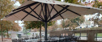 Teleskopski gostinski senčnik 6×6 m, industrijski – odlično ohranjen