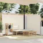 vidaXL Zložljiva stranska tenda krem 140x600 cm