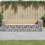 vidaXL Vrtna gabionska klop 244x71x65,5 cm trdna borovina