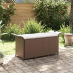 vidaXL Vrtna klop z blazino rjava 116x46x57 cm poli ratan