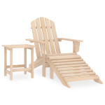 vidaXL Vrtni stol Adirondack z naslonom za noge in mizo les jelke