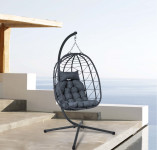 Viseči stol MILOS s kovinskim okvirjem in oblazinjenjem - Z DOSTAVO