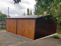 Kovinska dvojna garaža 6×6 m – temno rjava