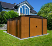 Kovinska vrtna hiška - uta 7,5 m² - 2,42m x 3,13m - RJAVA-VIDEZ LESA