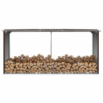 vidaXL Vrtna lopa za drva pocinkano jeklo 330x92x153 cm rjava
