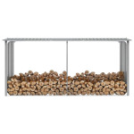 vidaXL Vrtna lopa za drva pocinkano jeklo 330x92x153 cm sive barve