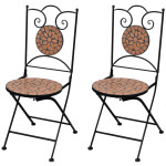 vidaXL Zložljivi bistro stoli 2 kosa keramika terakota