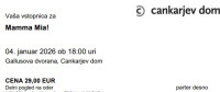 3 x vstopnica muzikal Mamma Mia! 04.01.2026 ob 18:00