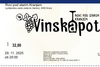 Vstopnica, karta Vinska pot Kranj, 3 kos