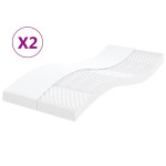 vidaXL Vzmetnica iz pene 2 kosa bela 90x190 cm 7-conska trdota 20 ILD