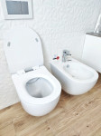 WC školjka, viseča, rimless + tanek pokrov na mehko zapiranje+bide