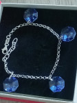 Srebrna zapestnica z modrimi kristali 925