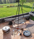 Žar tripod za pečenje na rešetki, kuhanje golaža, pečenje kostanja