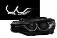 Angel eyes žarometi BMW F30/F31 11-15 LED DRL dnevne črni XENON ADAPTI