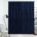 vidaXL Zatemnitvena zavesa z obešali žametna temno modra 290x245 cm