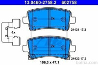 Zadnje zavorne obloge 13.0460-2758.2 - Opel, Saab