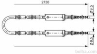 Žica ročne zavore Ford Transit 91-06, zadaj, 2730 mm