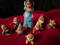 vintage gumijaste igračke Sneguljčica in 7 palčkov, Walt Disney 1962