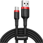 Baseus Cafule pleten USB-A v USB-C kabel 3A rdeče-črne barve dolžine 1