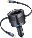 Baseus Enjoyment Max avtopolnilec z 2 vgrajenima USB-C kabloma 60W črn