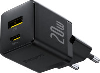 Baseus Palm stenski polnilec z USB-A in USB-C vhodoma 20W črne barve -