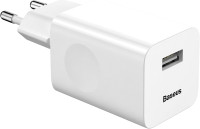 Baseus stenski polnilec z enim USB-A vhodom QC 3.0 24W bele barve CCAL