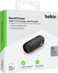 Belkin BoostCharge avtopolnilec z enim USB-C vhodom 30W črne barve - n