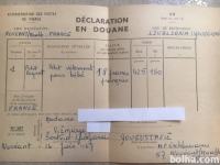 Francoska carinska deklaracija DÉCLARATION EN DOUANE, 1967