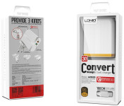 LDNIO A2502Q stenski polnilec z 2 USB vhodoma in priloženim USB-C kabl