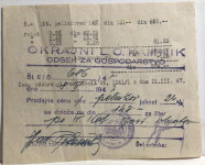 Okrajni ljudski odbor Kamnik odsek za gospodarstvo 1947 leta