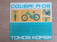 ORIGINALNA BROŠURA PROSPEKT motocikel TOMOS COLIBRI A-OS / A-ON, Koper