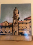 plošča Reka mestni stolp, emajl dekor Zagreb, 26 x 31 cm , ročno delo