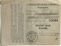 Prejemnica-davčni urad Kamnik leto 1925 žig Cerklje