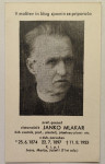 Prof. Janko Mlakar, spominska podobica ob smrti, 1953