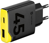 Tactical Minimi GaN stenski polnilec z USB-A in USB-C vhodoma 45W črno