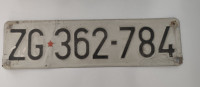 VINTAGE REGISTRSKA TABLICA- JUGOSLAVIJA,SFRJ, ZAGREB