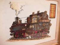 2 slika stara lokomotiva,vlak,+ slika tihožitje