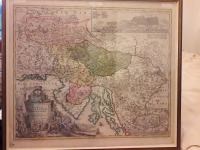 Zemljevid Kranjskih dežel  iz 1714 leta ORIGINAL KOLORIRAN BAKROREZ!