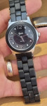 NEW ANGEL STAR SILVER TONE+BLACK SILICONE WRAPPED WATCH