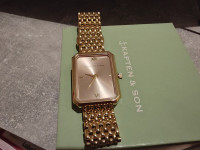 Ročna ura - Kapten & son - Grace Light Gold Cream Woven Steel